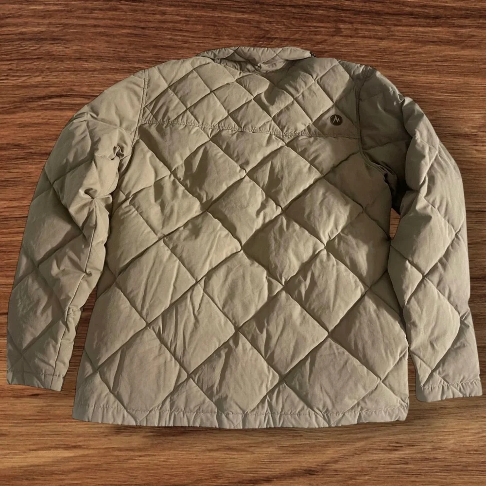 Marmot Men's Beige Tan Quilted Duck Down Burdell Jacket ~ Size L - Picture 5 of 11